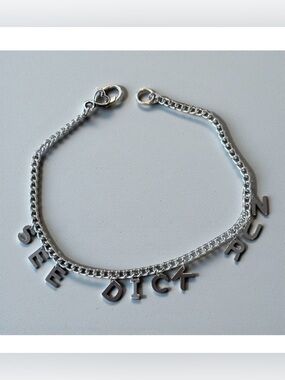 “See Dick Run” stainless steel and aluminum charm necklace/choker 14.5”